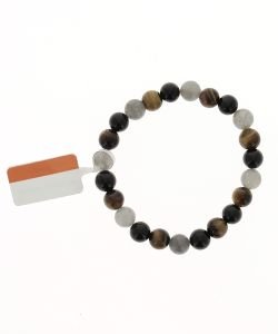 Bracelet Labradorite, Tourmaline noire, Oeil de tigre perles 8mm